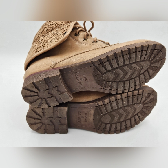 Rock & Candy Spraypaint Lace Combat Boots Tan 6.5 - Picture 5 of 5